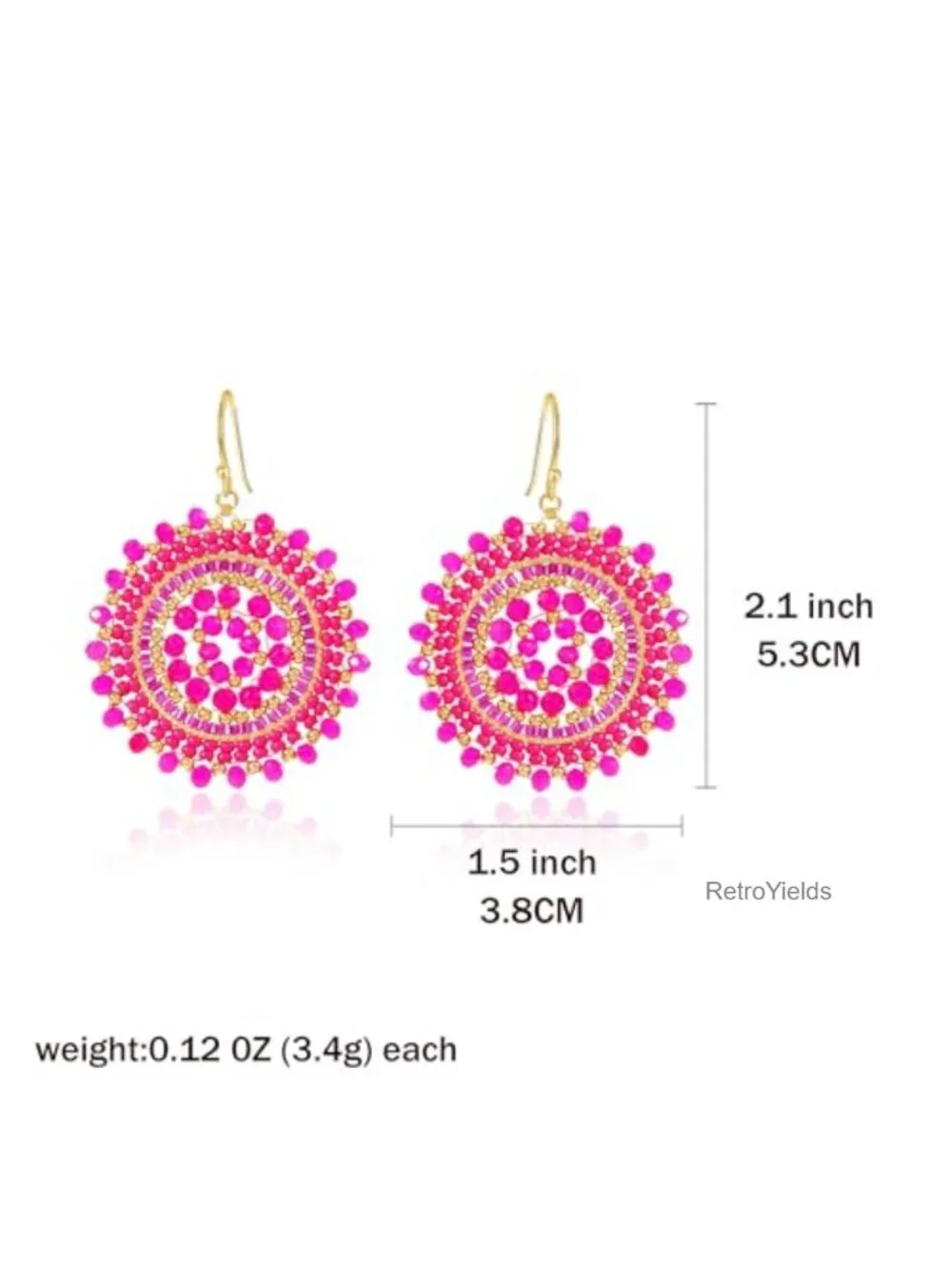 Bohemian Beaded Drop Earrings for Women - Crystal Glass Acrylic Seed Bead